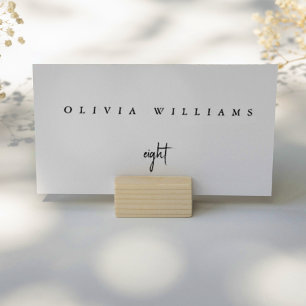 Minimalist Modern Black & White Script Wedding Place Card