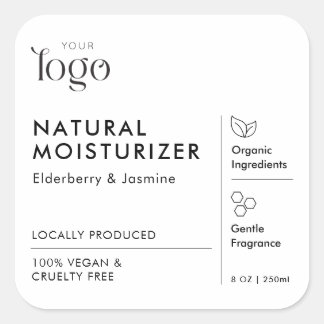 Minimalist Modern Black & White Skincare Product Square Sticker