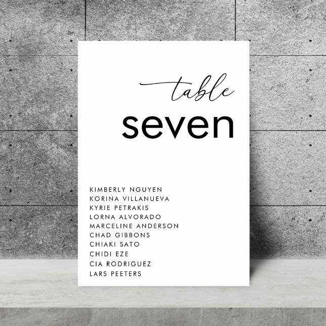 Minimalist Modern Black White Typography Wedding   Table Number (Creator Uploaded)