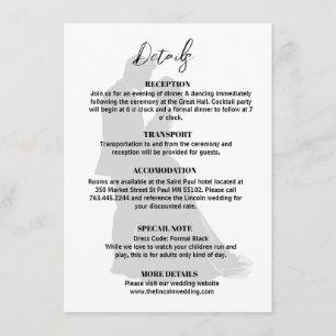 Minimalist Modern Black & White Wedding Details Enclosure Card