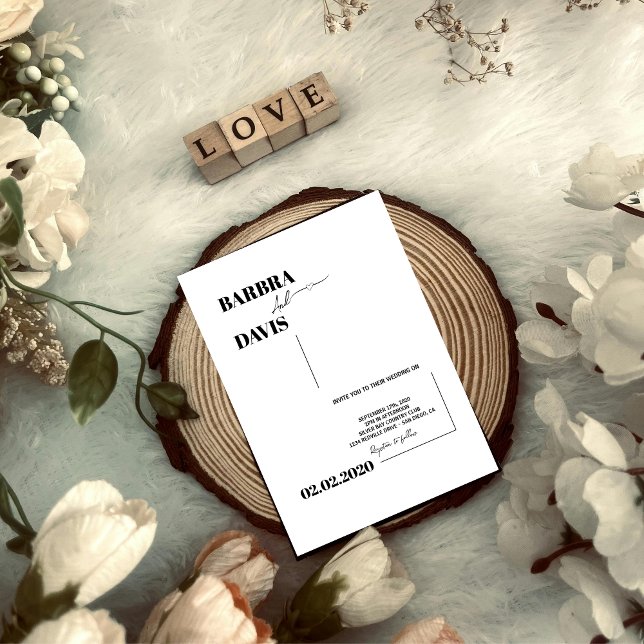 Minimalist Modern Black & White Wedding Invitation (Creator Uploaded)