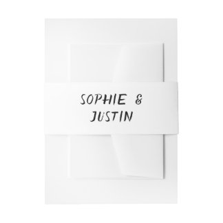 Minimalist Modern Black & White Wedding Invitation Belly Band