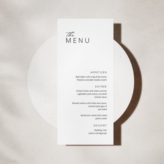 Minimalist Modern Black | White Wedding Menu Card (Creator Uploaded)