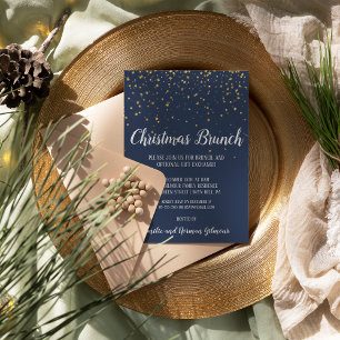 Minimalist Modern Blue Christmas Brunch Invitation