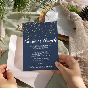 Minimalist Modern Blue Christmas Brunch Invitation