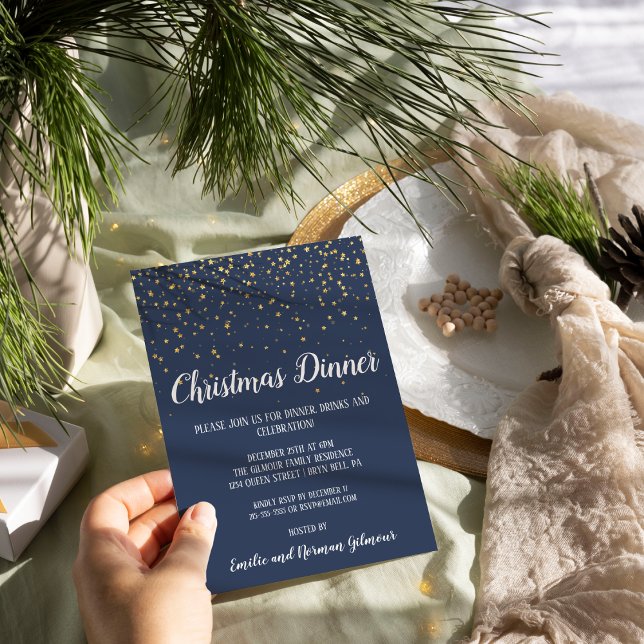 Minimalist Modern|Blue Christmas Dinner Invitation (Creator Uploaded)