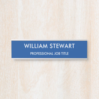 Minimalist Modern Blue Employee Staff Door Sign