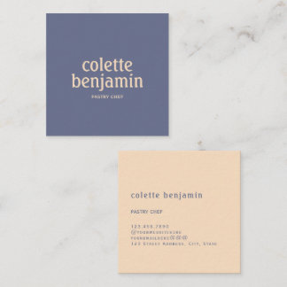 Minimalist Modern Blue-Grey & Pale Peach Square Business Card