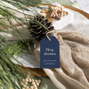 Minimalist Modern Blue Merry Christmas Gift Tags