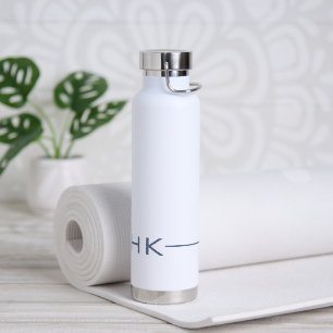 Minimalist Modern Blue Monogrammed Initials Water Bottle