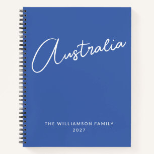 Minimalist Modern Blue Personalized Family Travel Notebook