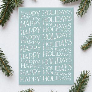 Minimalist Modern Blue Typography Happy Holidays Holiday Card