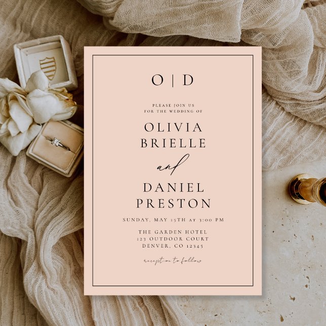 Minimalist Modern Blush Pink Calligraphy Wedding Invitation (Creator Uploaded)