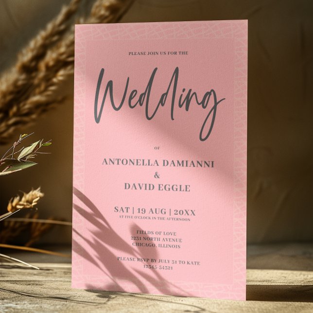 Minimalist Modern Blush Pink QR Code Wedding Invitation (Creator Uploaded)