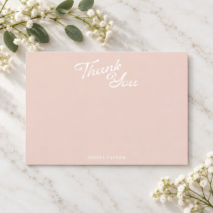 Minimalist Modern Blush Vintage Script Baby Shower Thank You Card