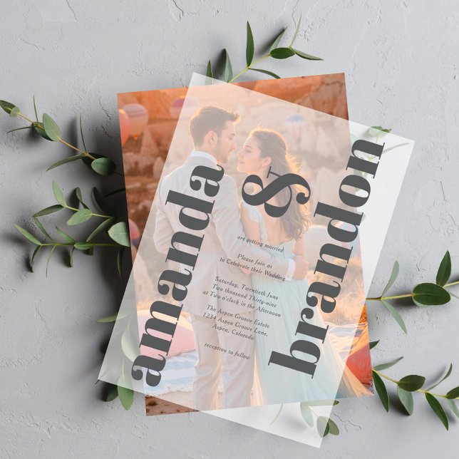 Minimalist Modern Bold Script Wedding Vellum Invitations (Creator Uploaded)