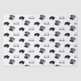 Minimalist Modern Bookish Bibliophile Book Pattern Tissue Paper
