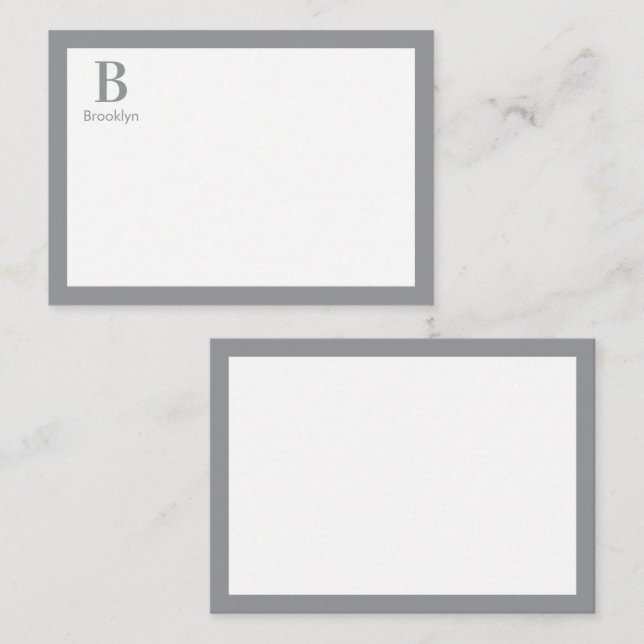 Minimalist Modern Border Monogram Card (Front/Back)
