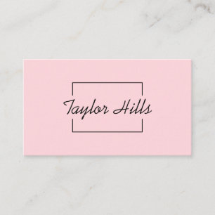 Minimalist Modern Box Line Frame Baby Pink Business Card