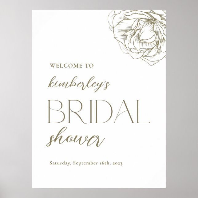 Minimalist Modern Bridal Shower Welcome Sign (Front)