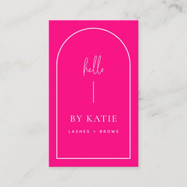 Minimalist Modern Bright Pink Arch Beauty Business Card (Front)
