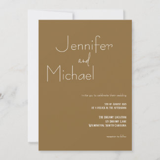Minimalist Modern Brown Wedding Invitation