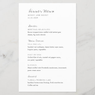 Minimalist Modern Budget Wedding Menu