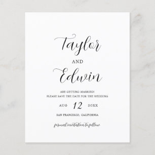 Minimalist Modern Budget Wedding Save the Date Flyer