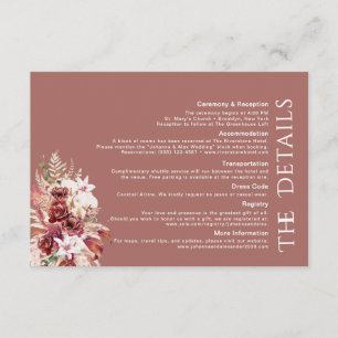 Minimalist Modern Burgundy QR Wedding Details Enclosure Card