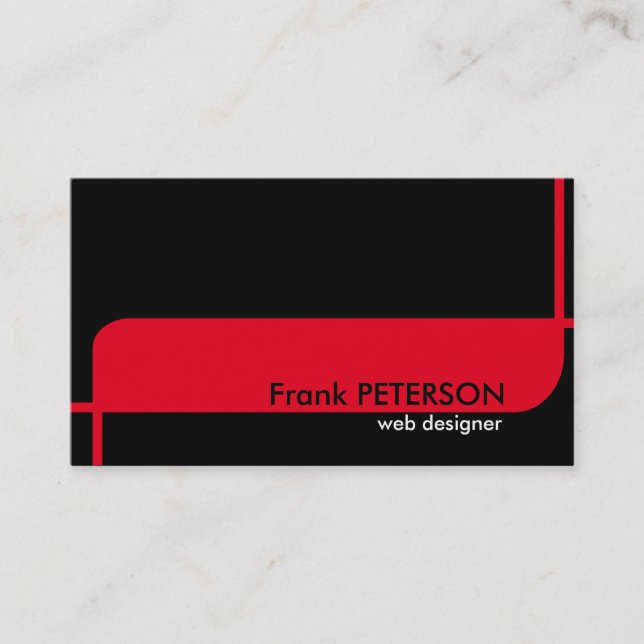 Minimalist modern business card. Black and Red. Business Card (Front)