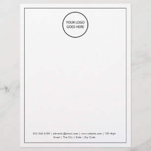 Minimalist Modern Business Logo Black Border Custom Letterhead