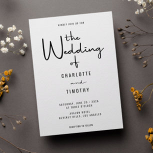 Minimalist Modern Calligraphy Casual Wedding Invitation