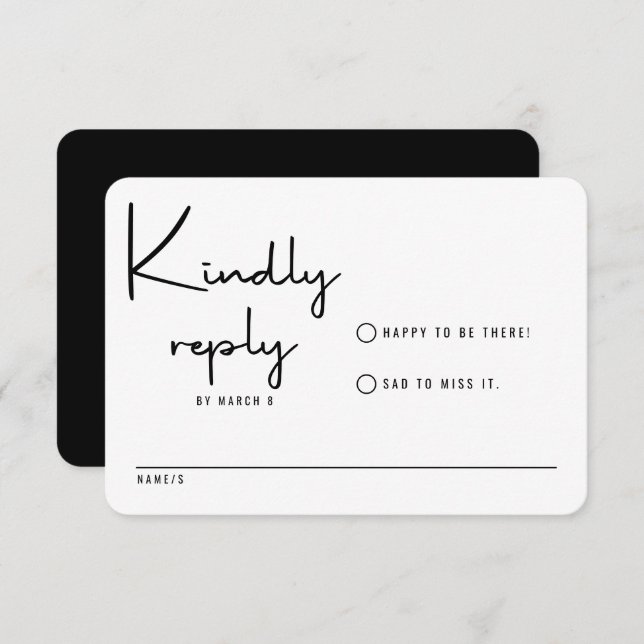 Minimalist Modern Calligraphy Casual Wedding RSVP Card (Front/Back)