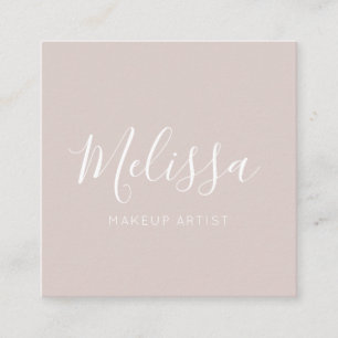 Minimalist Modern Calligraphy Champagne Square Business Card