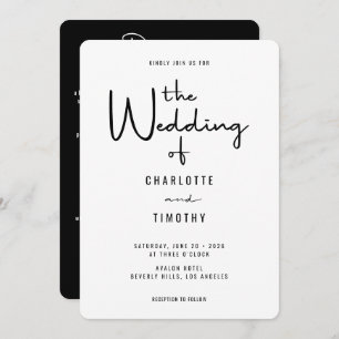 Minimalist Modern Calligraphy Details Wedding Invitation