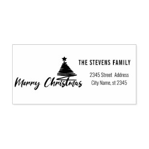 Minimalist modern calligraphy Merry Christmas Rubber Stamp