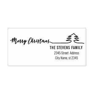 Minimalist modern calligraphy Merry Christmas Rubber Stamp