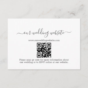 Minimalist Modern Calligraphy QR Code Wedding Enclosure Card