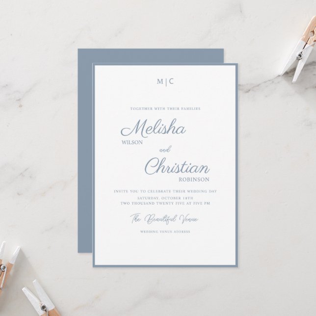 Minimalist Modern Calligraphy Wedding Invitation (Front/Back In Situ)