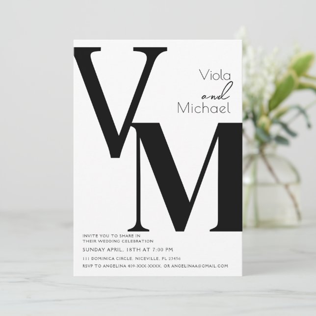 Minimalist Modern Calligraphy Wedding Invitation (Standing Front)