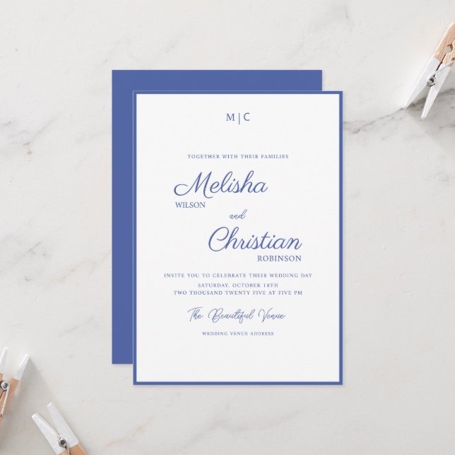 Minimalist Modern Calligraphy Wedding Invitation (Front/Back In Situ)