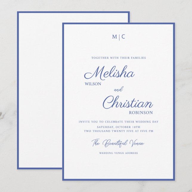Minimalist Modern Calligraphy Wedding Invitation (Front/Back)