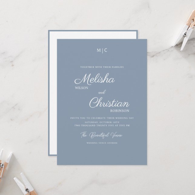 Minimalist Modern Calligraphy Wedding Invitation (Front/Back In Situ)