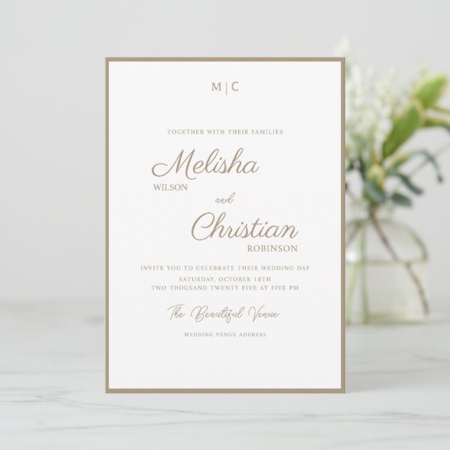 Minimalist Modern Calligraphy Wedding Invitation (Standing Front)