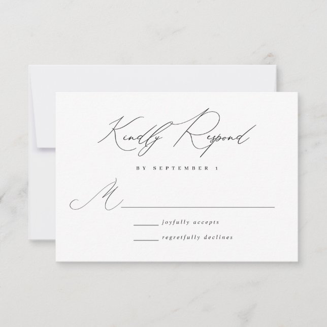 Minimalist Modern Calligraphy Wedding RSVP (Front)
