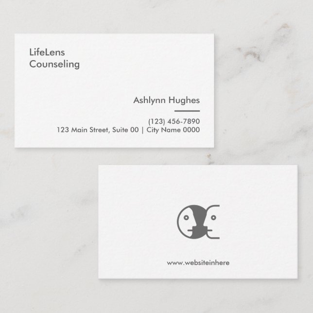 Minimalist Modern Calm Counseling Therapy Clean Business Card (Front/Back)