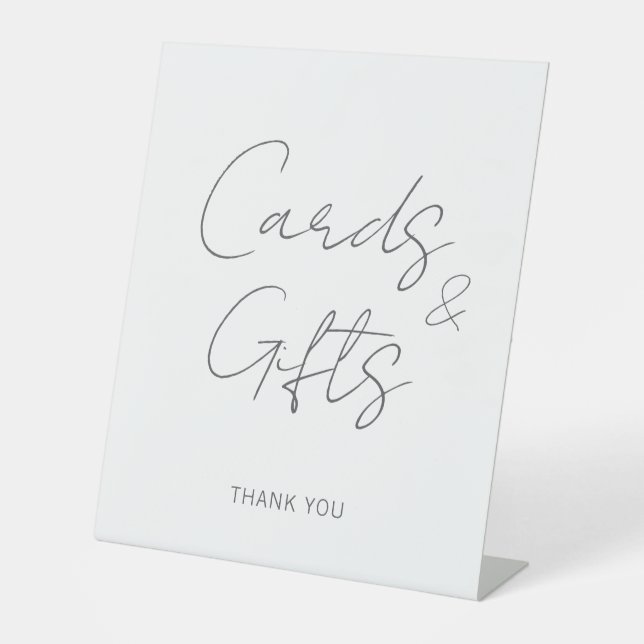 Minimalist Modern Cards & Gifts Wedding Welcome Pedestal Sign (Front)