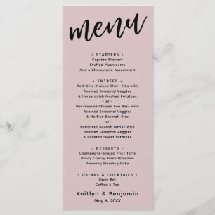 Minimalist Modern Casual Typography Dusty Rose Menu