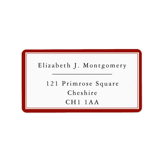 Minimalist Modern Cherry Red Return Address Label (Front)