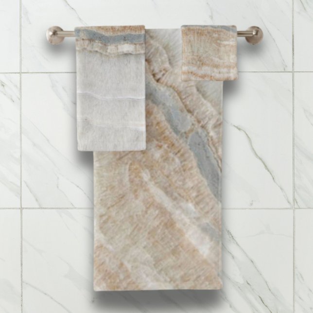 minimalist modern chic beige tan white grey marble bath towel set (Creator Uploaded)